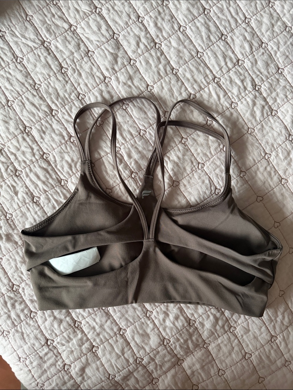 Fabletics Taupe Strappy Cutout Sports Bra